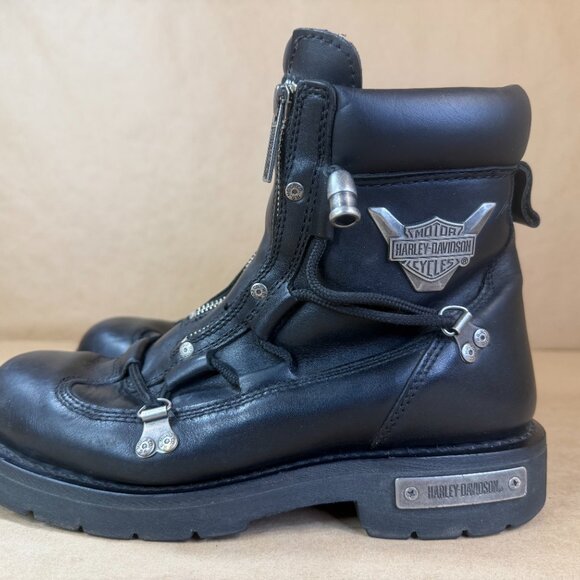 Harley-Davidson Men\'s Brake Light Black Leather Motorcycle Boots Sz. 9 main image 5